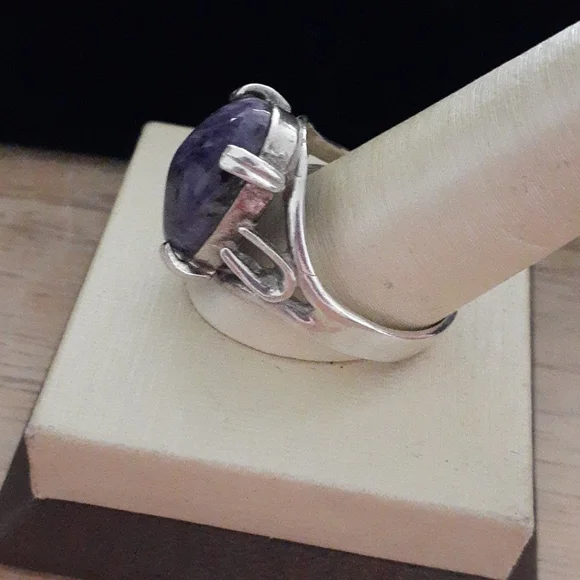 Sterling Silver Charoite Gemstone Ring T100 - Picture 4 of 14
